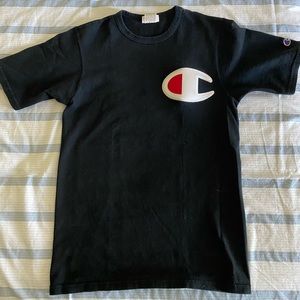 Champion Black Tee with Logo Size Small/XS